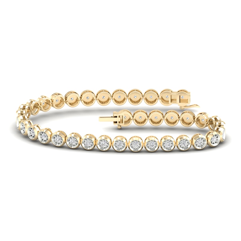 Men's Diamond Tennis Bracelet 2 ct tw Round-cut Yellow Gold Plated 8.5"