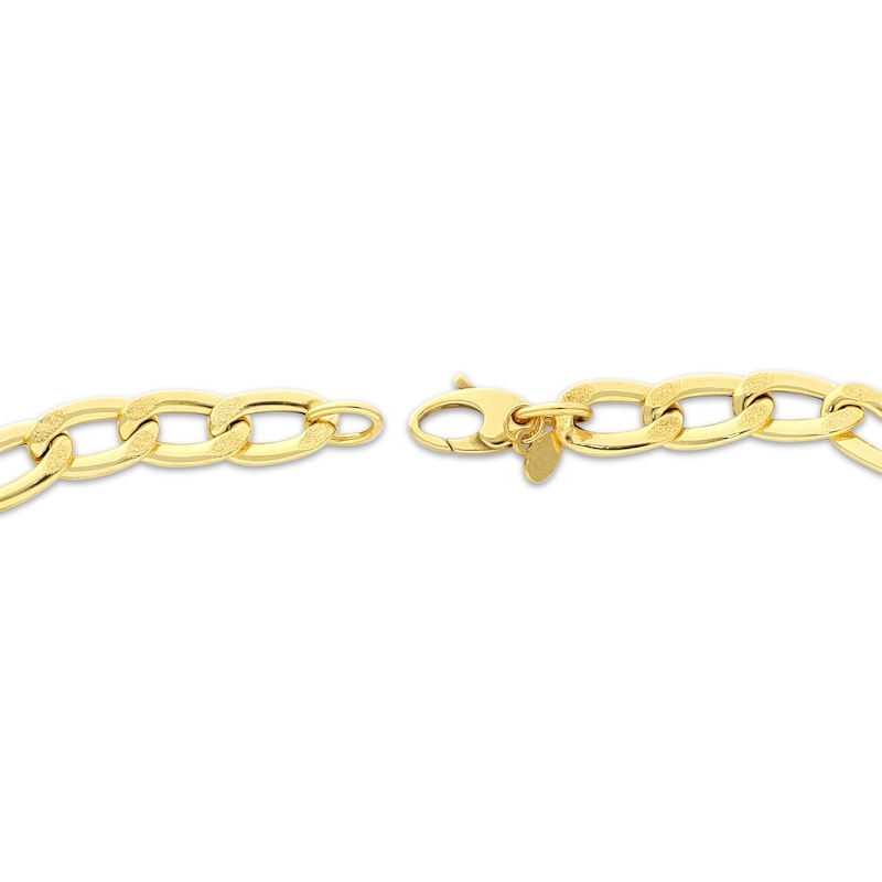 Hollow Link Chain Necklace 7.7mm Yellow Gold Plated 16” + 2”