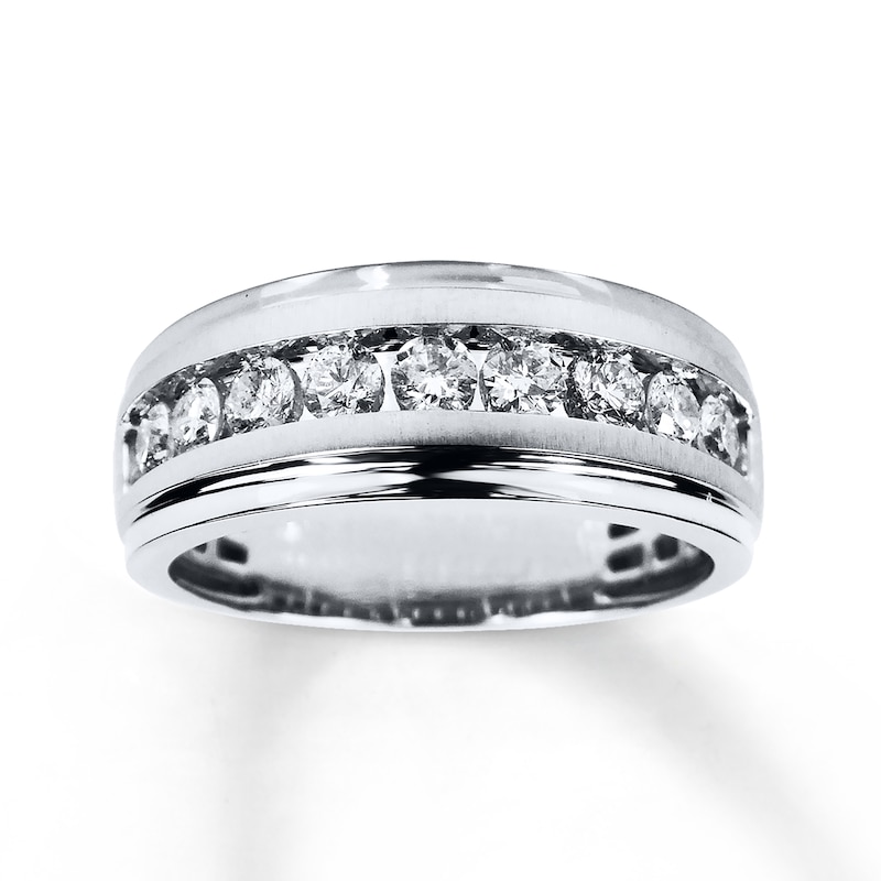 Men's Diamond Wedding Band 1 ct tw White Gold Plated