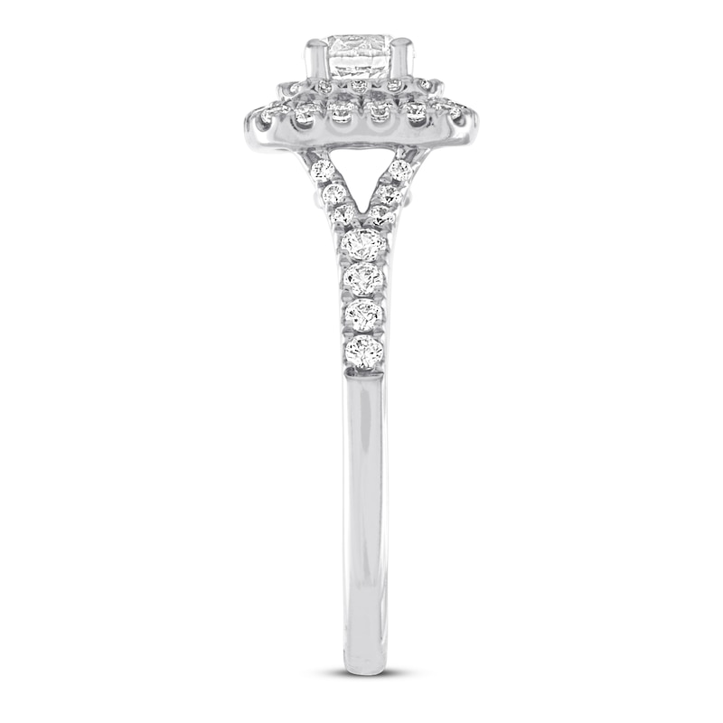 Diamond Engagement Ring 7/8 ct tw Round-cut White Gold Plated