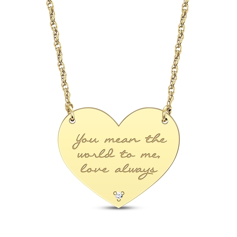 Diamond Accent Heart Necklace Yellow Gold Plated 18”
