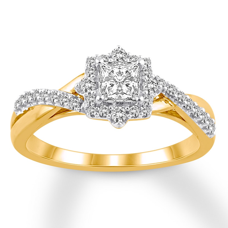 Diamond Engagement Ring 3/4 ct tw Round-cut Yellow Gold Plated