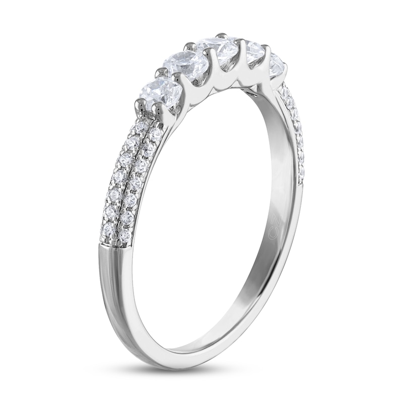 Diamond Anniversary Ring 5/8 ct tw Round-cut White Gold Plated