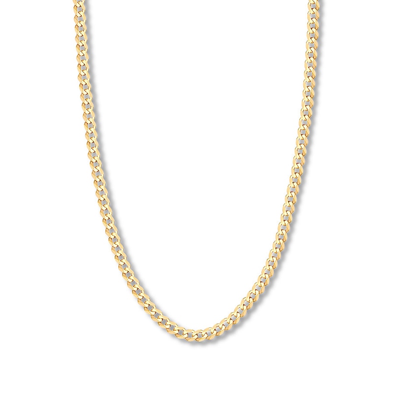24" Solid Curb Chain Yellow Gold Plated Appx. 6.7mm