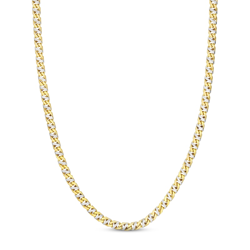Solid Mariner Link Chain Necklace Two-Tone Gold Plated 20"