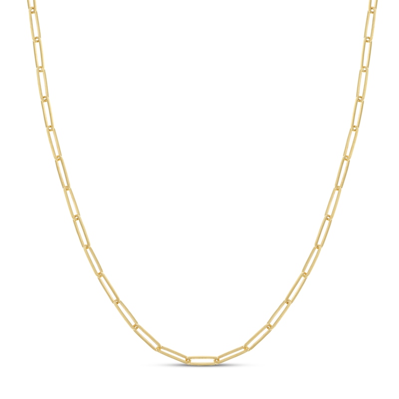 Solid Link Chain Necklace Yellow Gold Plated 18"
