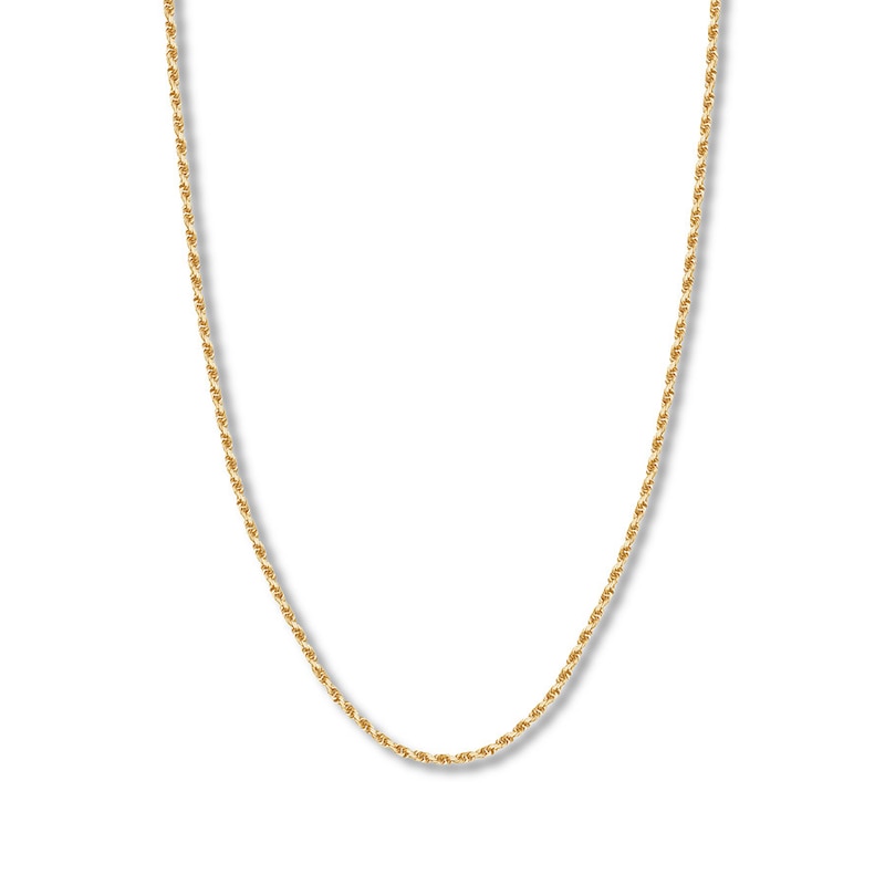20" Textured Solid Rope Chain Yellow Gold Plated
