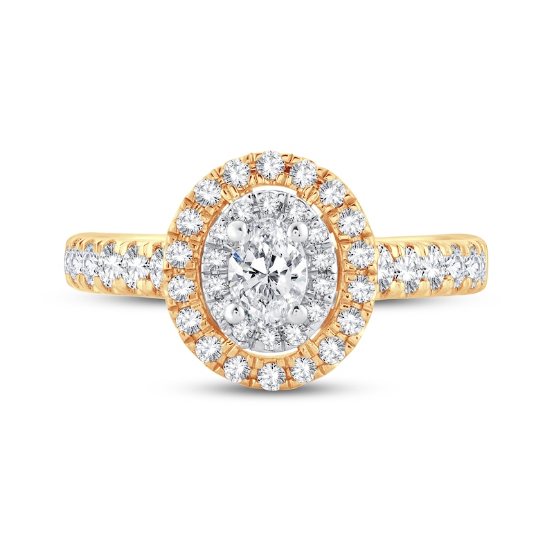 Diamond Engagement Ring 1 ct tw Oval & Round Yellow Gold Plated