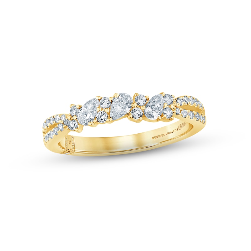 Monique Lhuillier Bliss Diamond Anniversary Ring 1/2 ct tw Pear & Round-cut Yellow Gold Plated