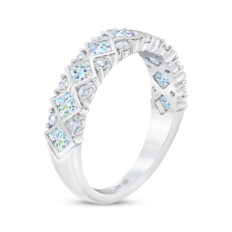 THE LEO First Light Princess & Round-Cut Diamond Anniversary Band 1-1/4 ct tw White Gold Plated