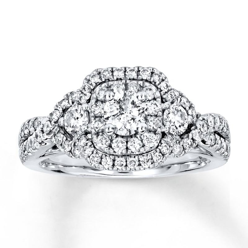 Diamond Engagement Ring 1 ct tw Round-cut White Gold Plated