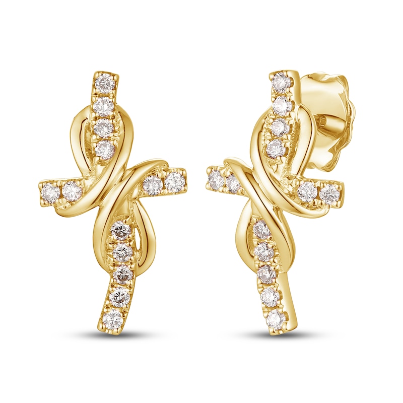 Le Vian Diamond Cross Earrings 1/5 ct tw Honey Gold Plated
