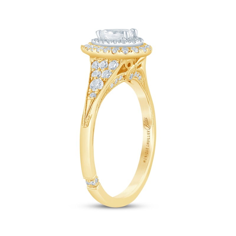 Monique Lhuillier Bliss Pear-Shaped Diamond Tapered Engagement Ring 3/4 ct tw Two-Tone Gold Plated