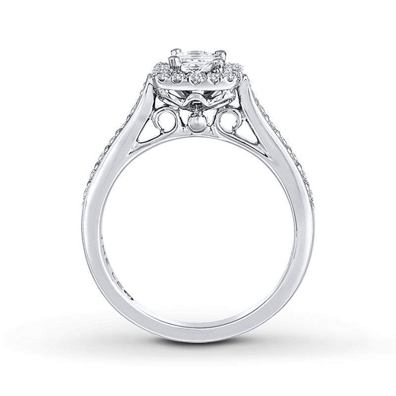 THE LEO Diamond Engagement Ring 3/4 ct tw Princess & Round-cut White Gold Plated