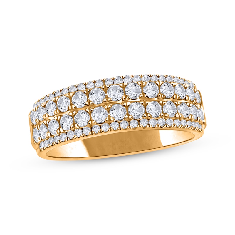 Round-Cut Diamond Four-Row Anniversary Band 3/4 ct tw Yellow Gold Plated
