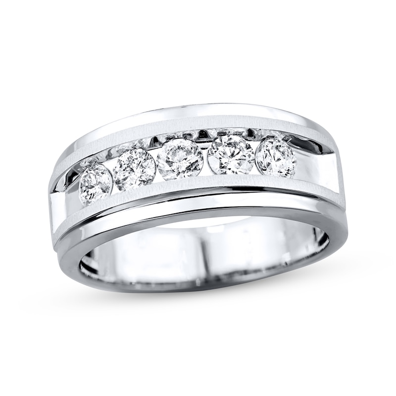 Men's Wedding Band 1 ct tw Diamonds White Gold Plated