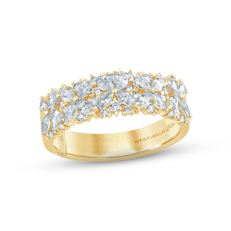 Monique Lhuillier Bliss Diamond Anniversary Ring 1 ct tw Marquise, Pear & Round-cut Yellow Gold Plated