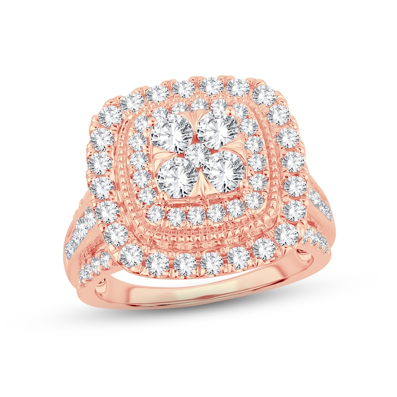 Diamond Engagement Ring 2 ct tw Round-Cut Rose Gold Plated