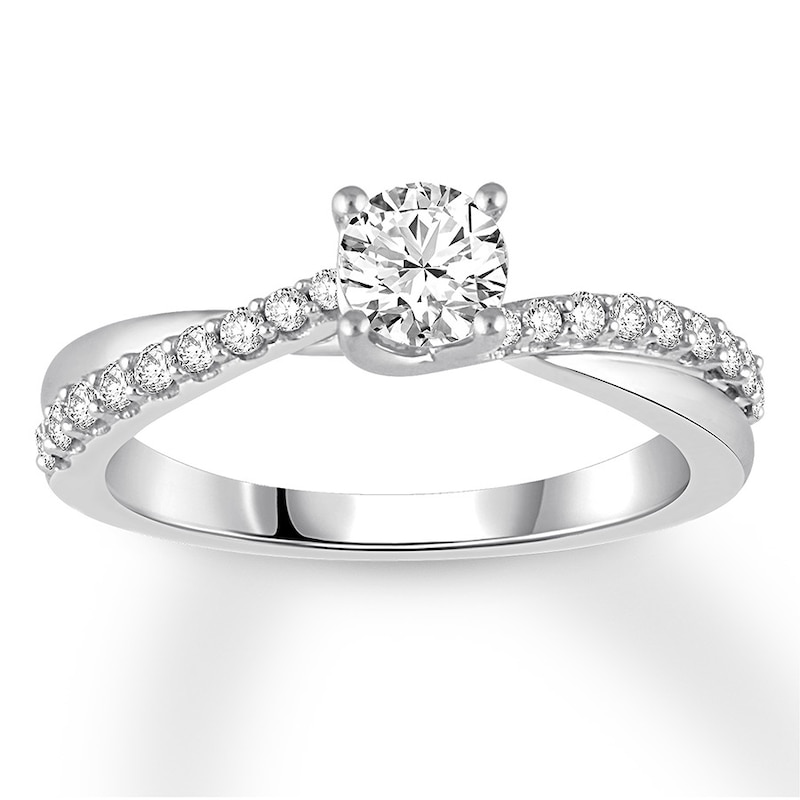 Diamond Engagement Ring 5/8 ct tw Round-cut White Gold Plated