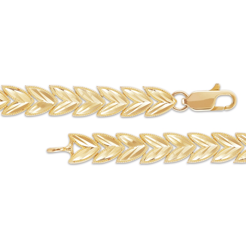 Stampato Leaf Bracelet Yellow Gold Plated 8"