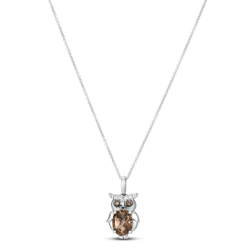 Le Vian Quartz Owl Necklace 1/15 ct tw Diamonds Vanilla Gold Plated 18"