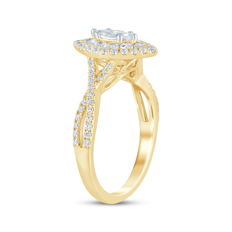 Marquise-Cut Diamond Engagement Ring 1 ct tw Yellow Gold Plated