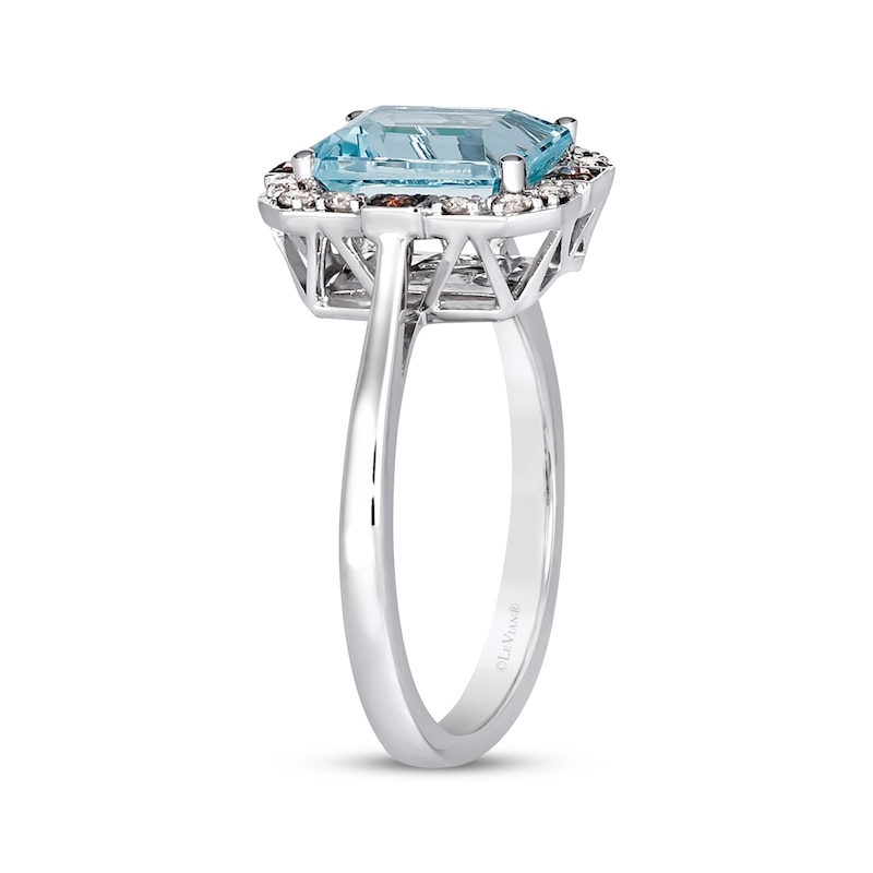 Le Vian Emerald-Cut Aquamarine Ring 1/6 ct tw Diamonds Vanilla Gold Plated
