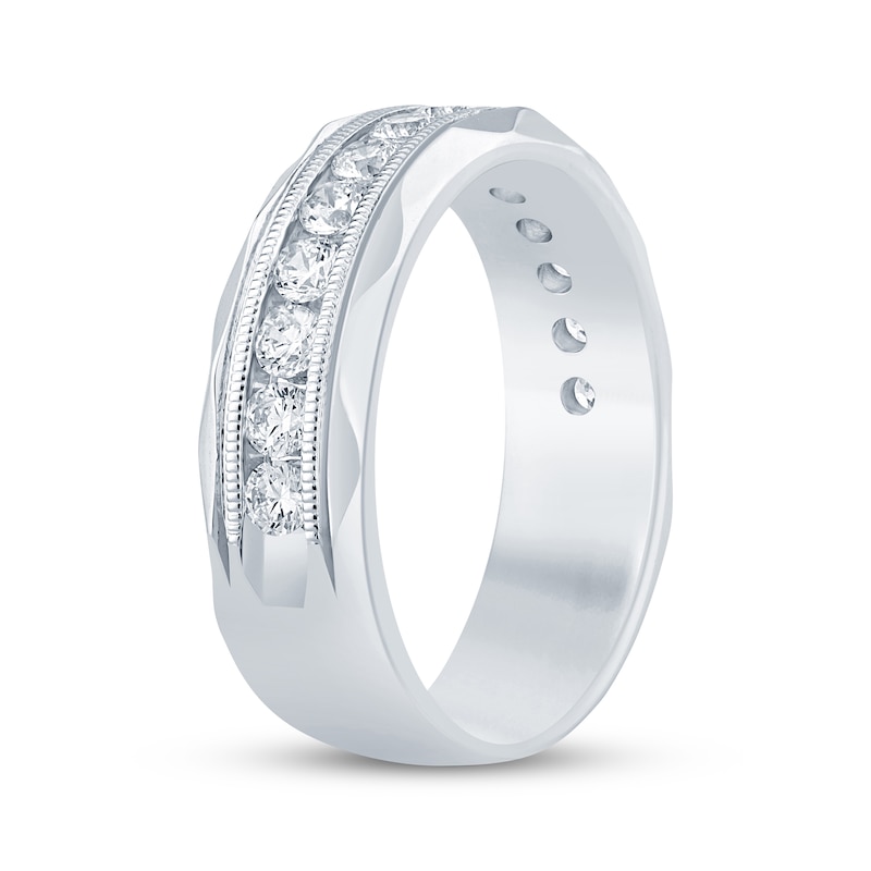 Men's Diamond Wave Wedding Band 1 ct tw Round-cut White Gold Plated