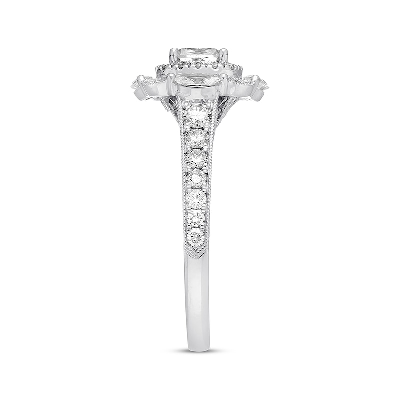 Neil Lane Diamond Engagement Ring 1-5/8 ct tw Cushion, Marquise & Round-cut White Gold Plated - Size 4