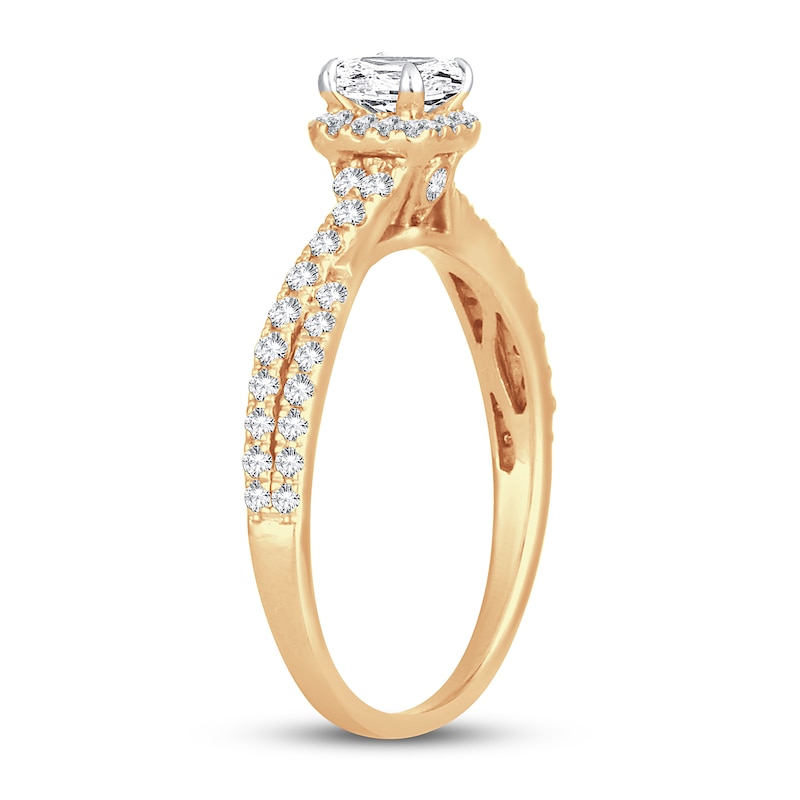 Diamond Engagement Ring 3/4 ct tw Princess & Round Yellow Gold Plated