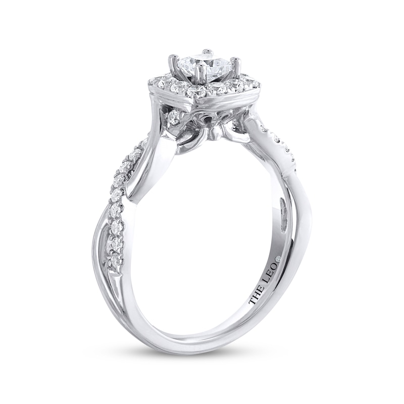 THE LEO Diamond Engagement Ring 3/4 ct tw Princess & Round-cut White Gold Plated