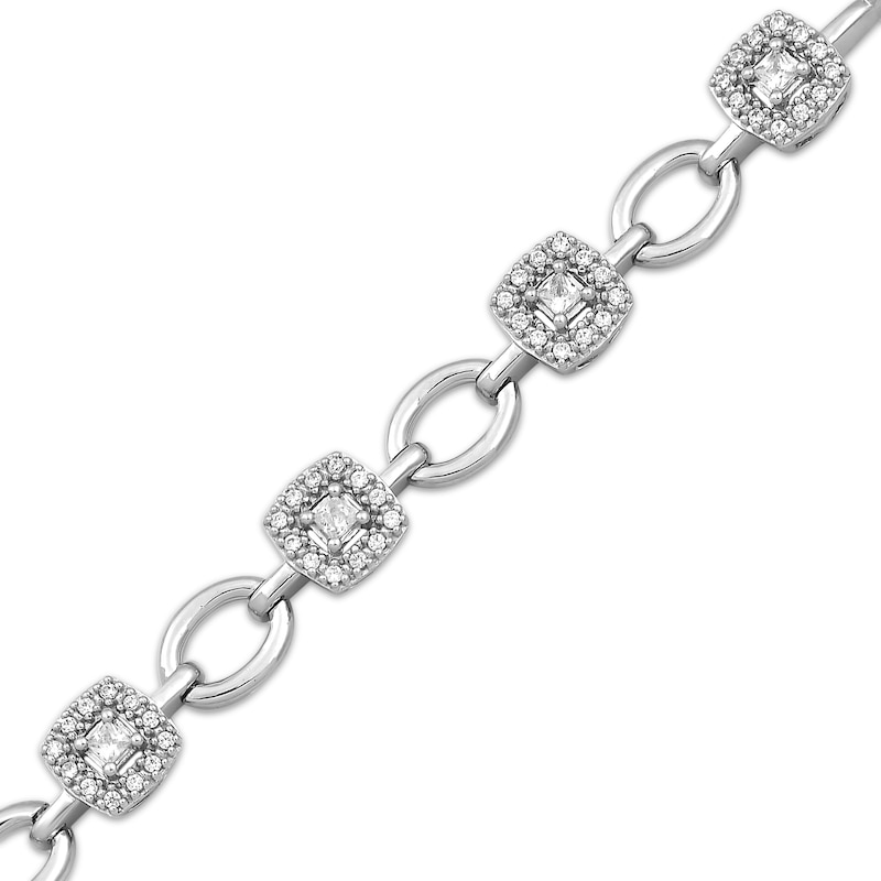 Princess & Round-Cut Diamond Link Tennis Bracelet 1/2 ct tw White Gold Plated 7.25“