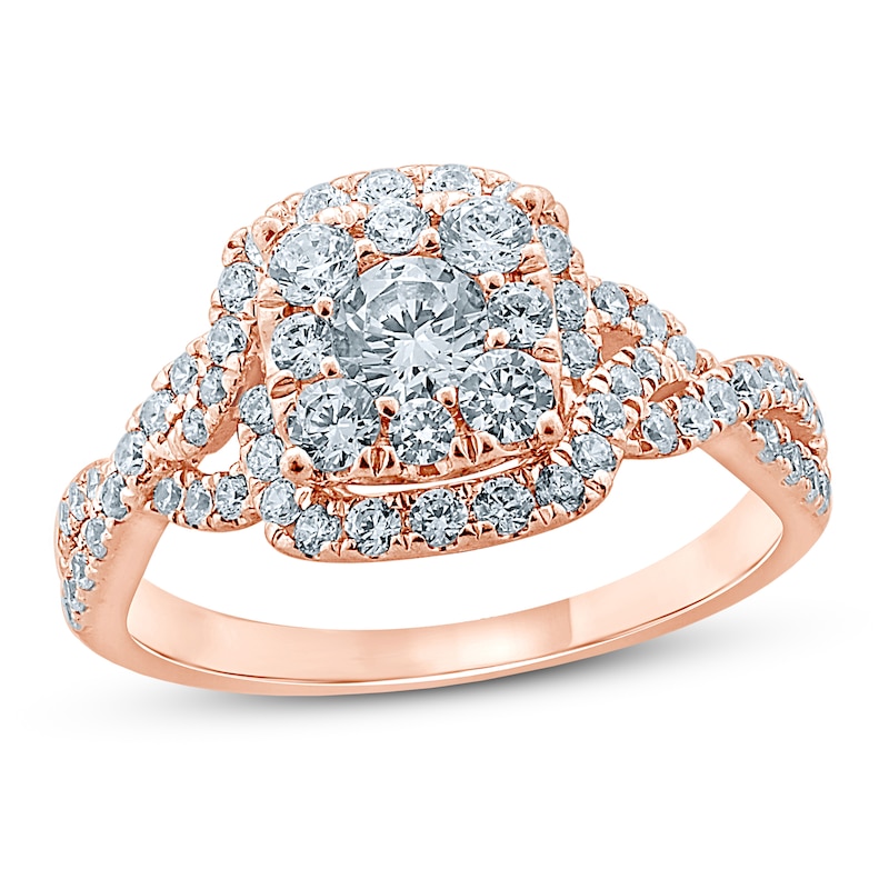 Diamond Engagement Ring 7/8 ct tw Round-cut Rose Gold Plated