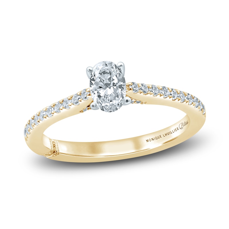 Monique Lhuillier Bliss Diamond Engagement Ring 5/8 ct tw Oval & Round-cut Two-Tone Gold Plated