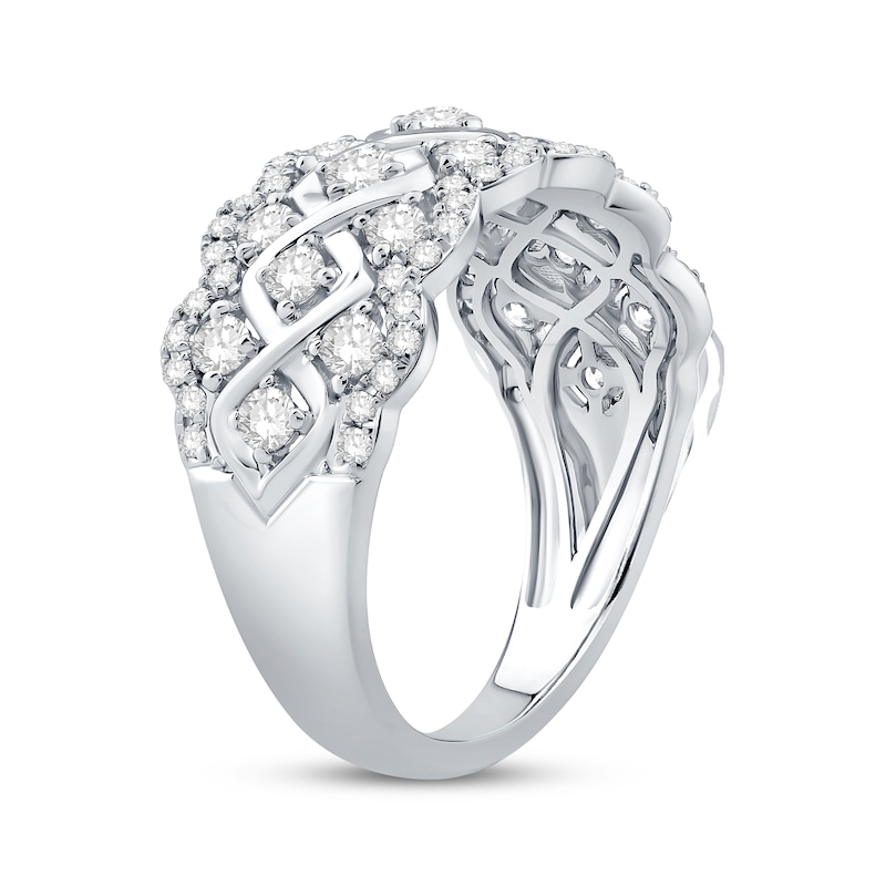 Diamond Scalloped Anniversary Band 1 ct tw White Gold Plated