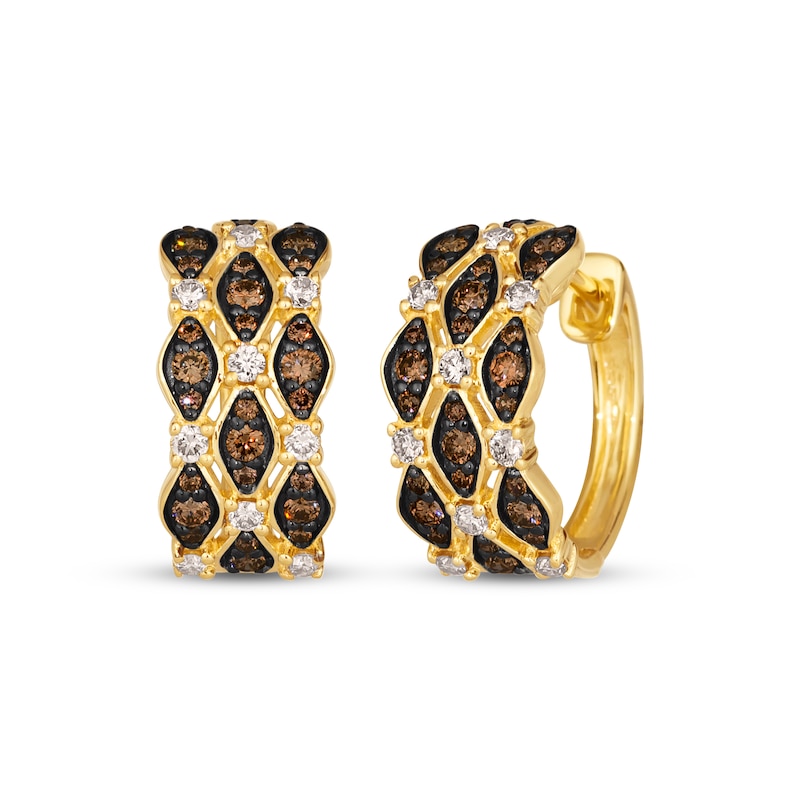 Le Vian Venetian Mosaic Diamond Hoop Earrings 7/8 ct tw Honey Gold Plated