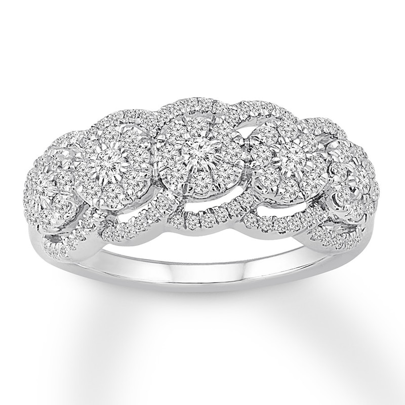 Diamond Ring 3/4 ct tw Round-cut White Gold Plated