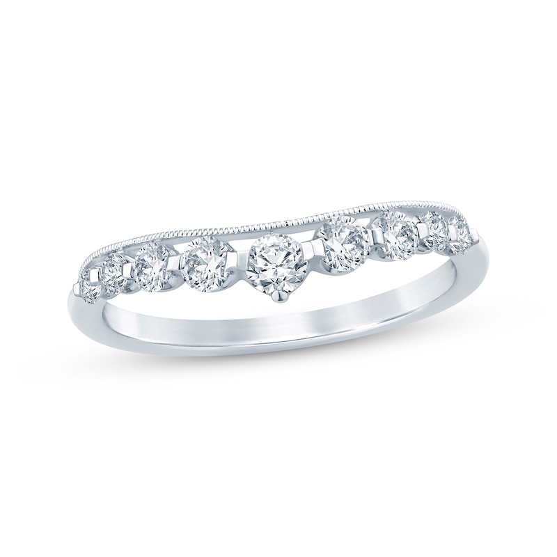 Diamond Contour Anniversary Band 1/2 ct tw Round-cut White Gold Plated
