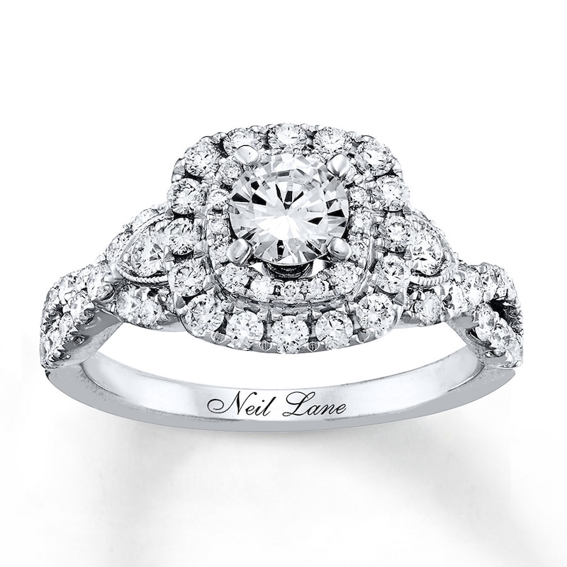 Neil Lane Engagement Ring 1-3/8 ct tw Round-cut Diamonds White Gold Plated