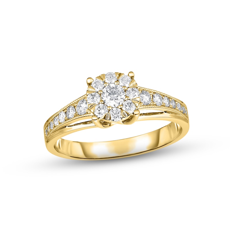 Diamond Engagement Ring 1/2 ct tw Round-cut Yellow Gold Plated