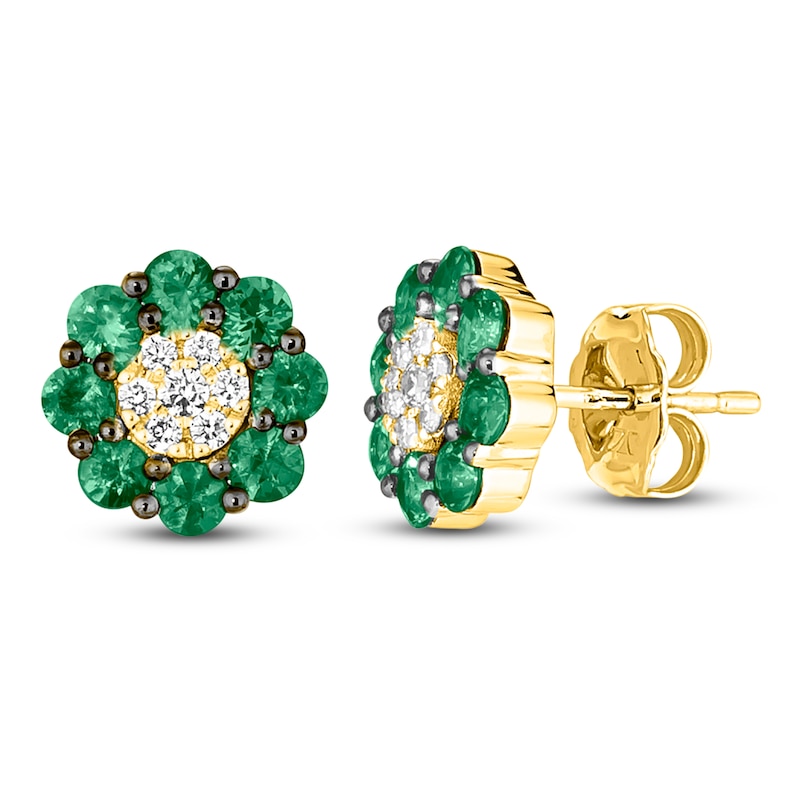 Le Vian Diamond & Emerald Stud Earrings 1/10 ct tw Diamonds Honey Gold Plated