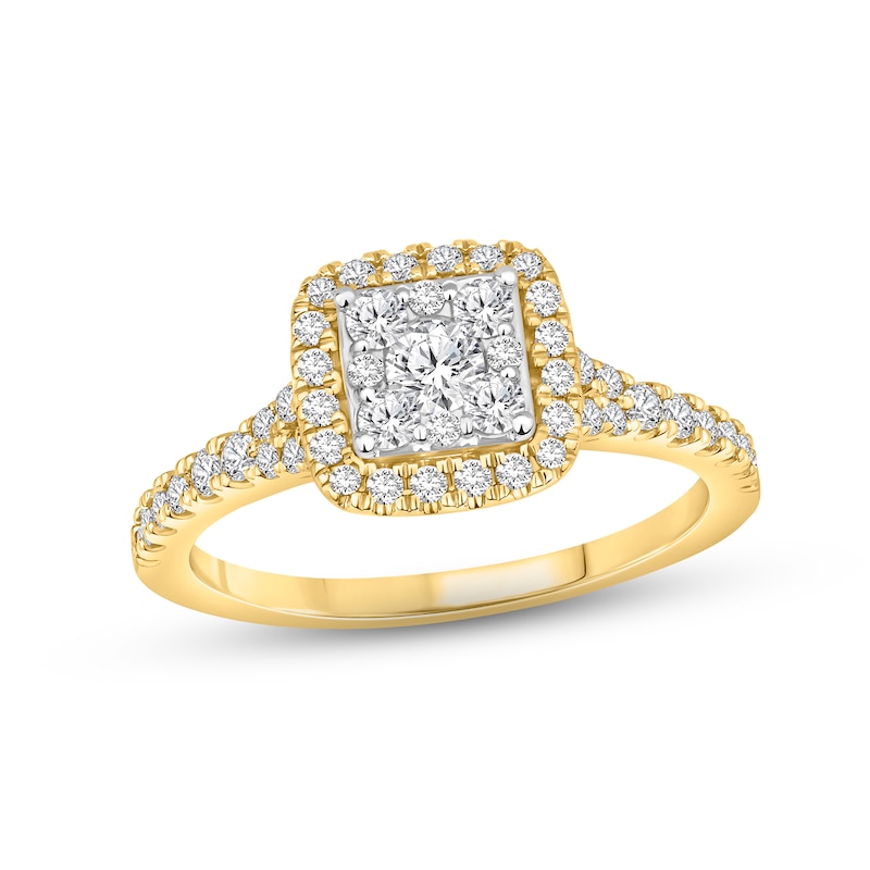 Multi-Diamond Engagement Ring 3/4 ct tw Round-cut Two-Tone Gold Plated