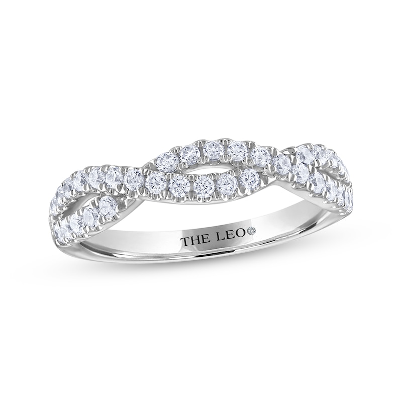 THE LEO Diamond Round-Cut Crossover Twist Anniversary Band 1/2 ct tw White Gold Plated
