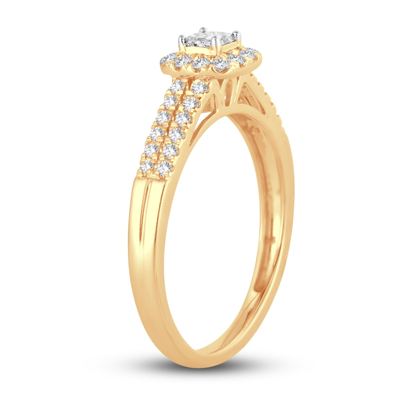 Diamond Engagement Ring 3/8 ct tw Princess & Round Yellow Gold Plated