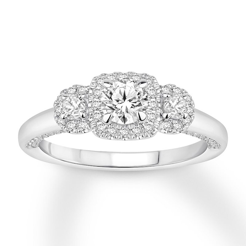 Diamond Engagement Ring 1 ct tw Round-cut White Gold Plated