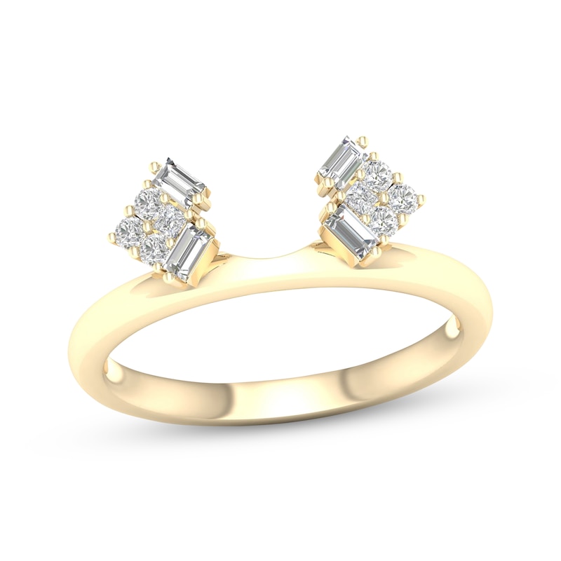 Baguette, Princess & Round-Cut Diamond Enhancer Ring 1/4 ct tw Yellow Gold Plated