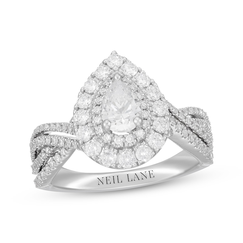 Neil Lane Pear-Shaped Diamond Engagement Ring 1-1/2 ct tw White Gold Plated