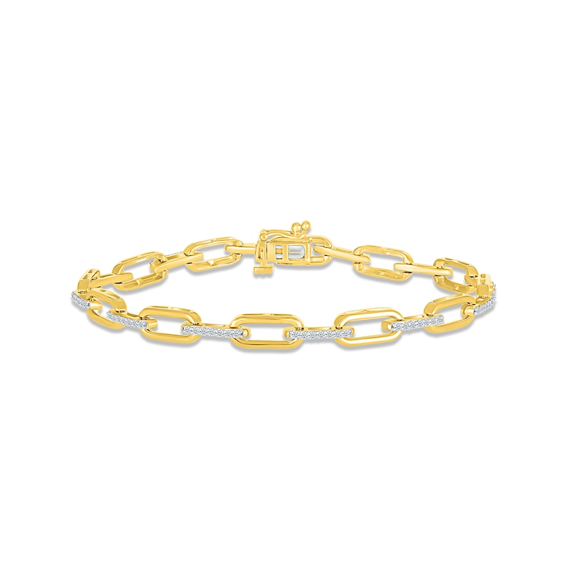 Diamond Chain Link Bracelet 1/2 ct tw Round-cut Yellow Gold Plated 7.25"