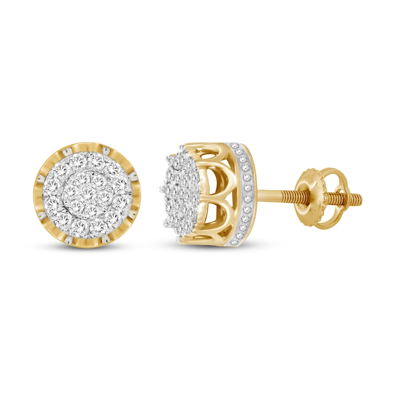 Men's Diamond Earrings 1/2 ct tw Yellow Gold Plated