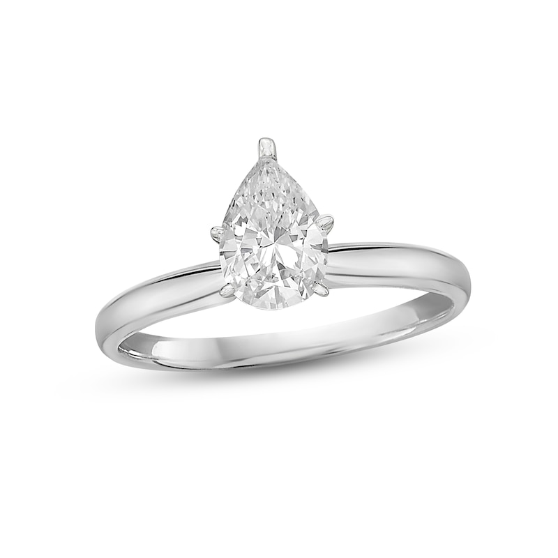 Certified Diamond Solitaire 1 ct Pear-shaped White Gold Plated